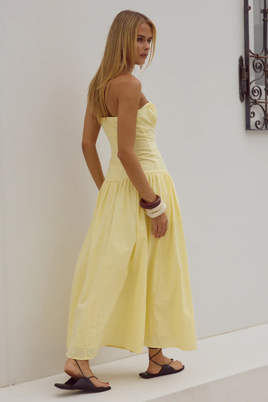 Poppy Midi Dress - Lemon - Runaway the Label