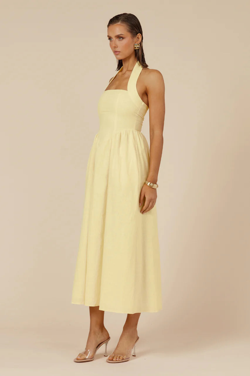 Locklea Midi Dress - Lemon - Runaway the Label