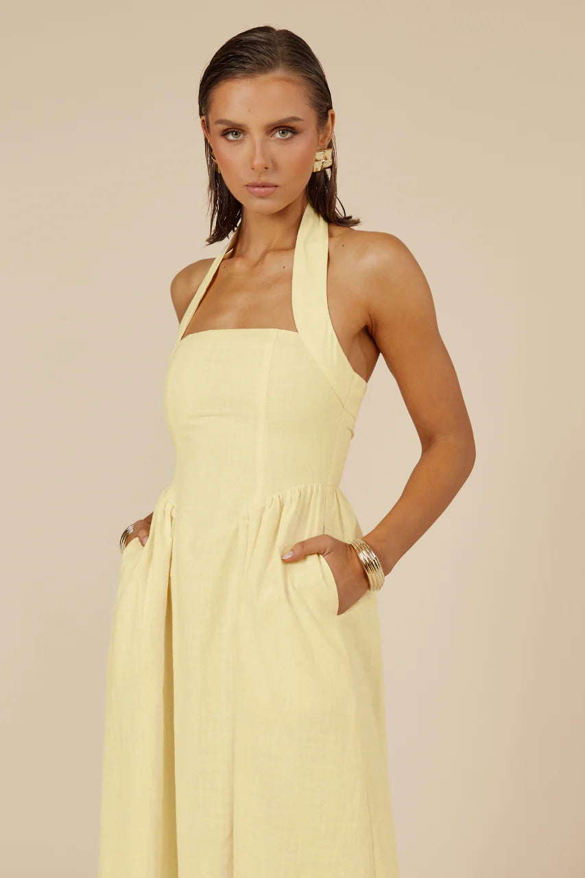 Locklea Midi Dress - Lemon - Runaway the Label
