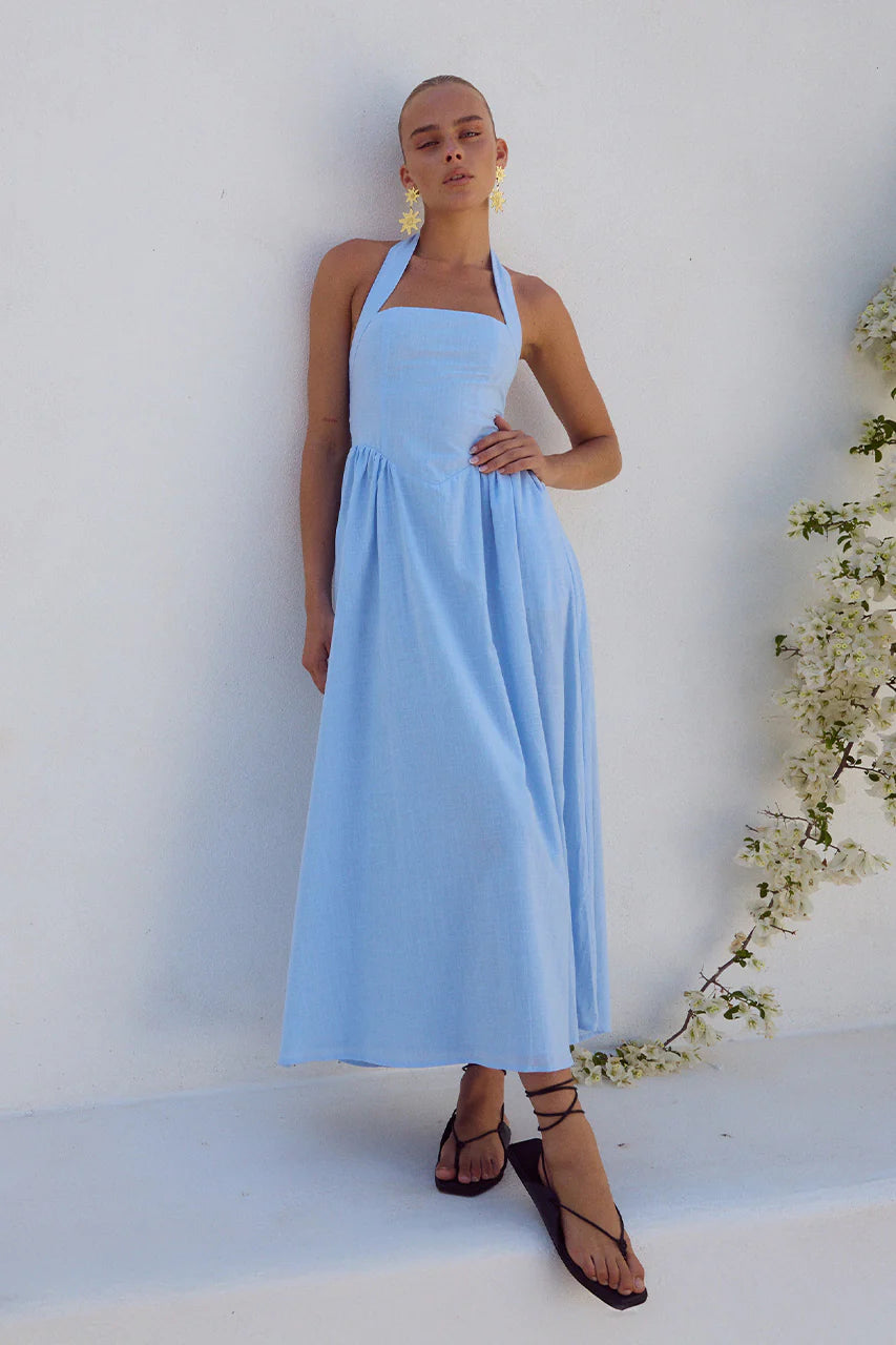 Locklea Midi Dress - Ice Blue - Runaway the Label