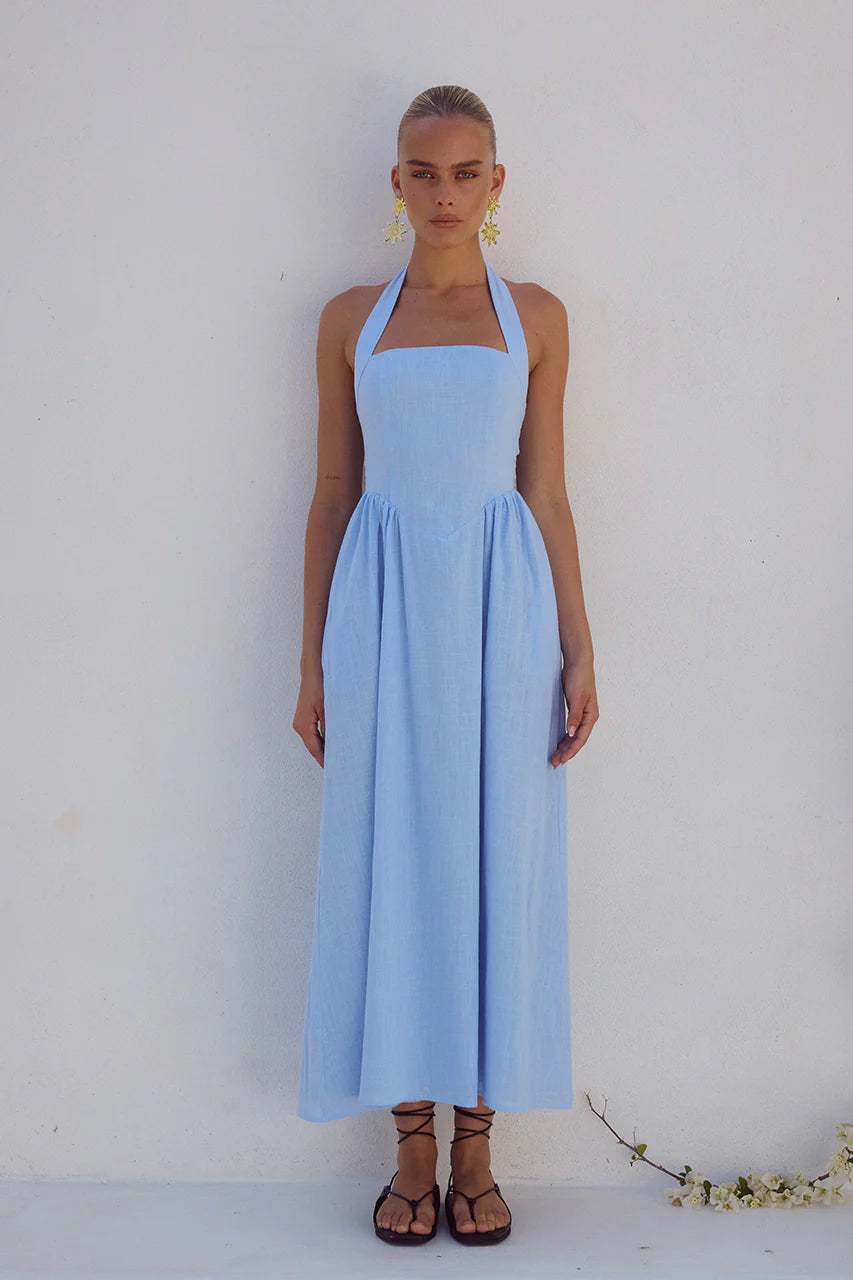 Locklea Midi Dress - Ice Blue - Runaway the Label