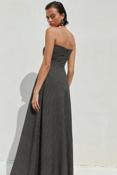 AUREA MAXI DRESS - BLACK PINSTRIPE