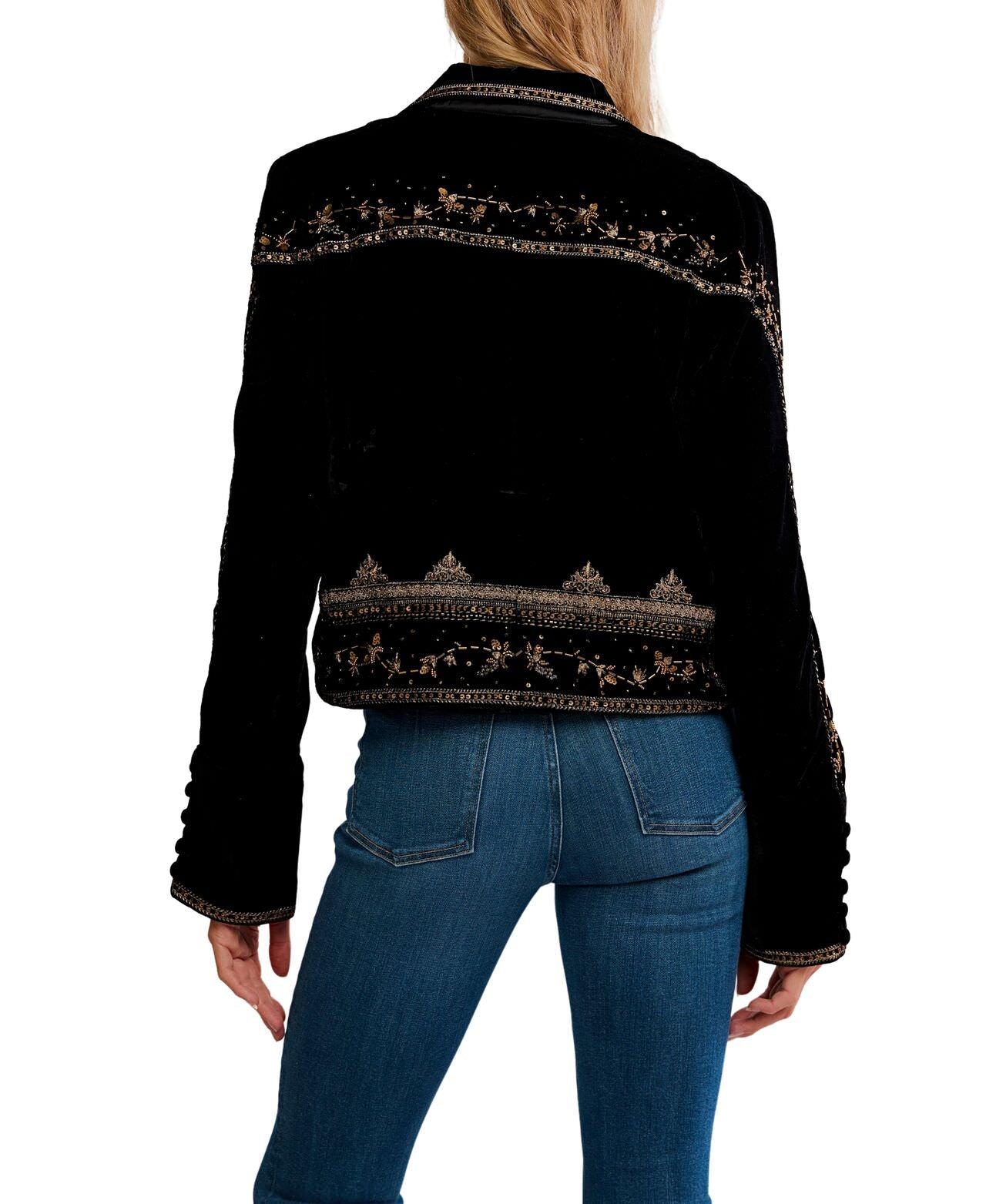 Maxxie Embellished Velvet Jacket - Black - Free People