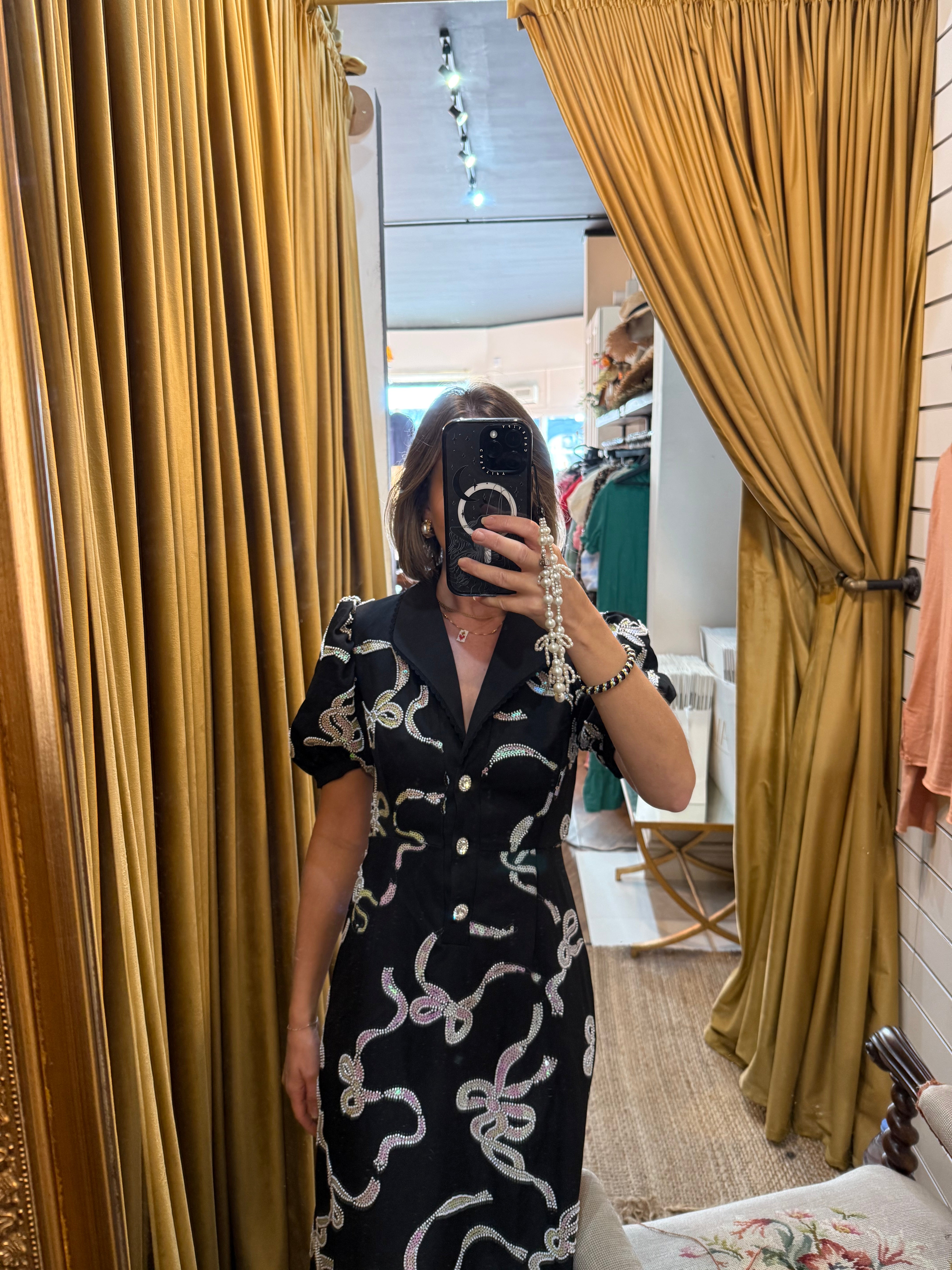 Ripple Bow Embellished Midi Dress - Sister Jane