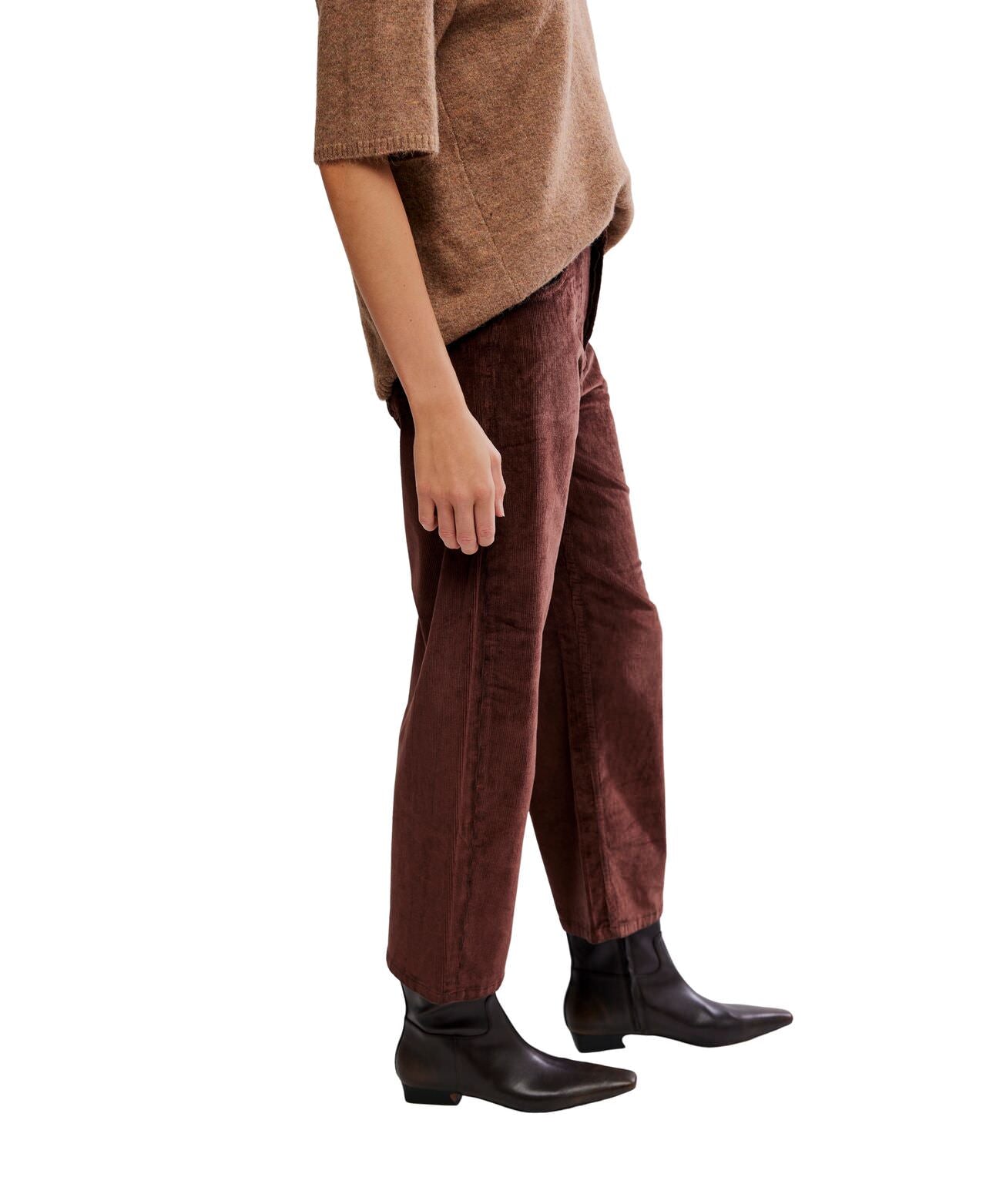 We The Free Deep Trance Dropped Corduroy Jeans - Shaved Chocolate - Free People