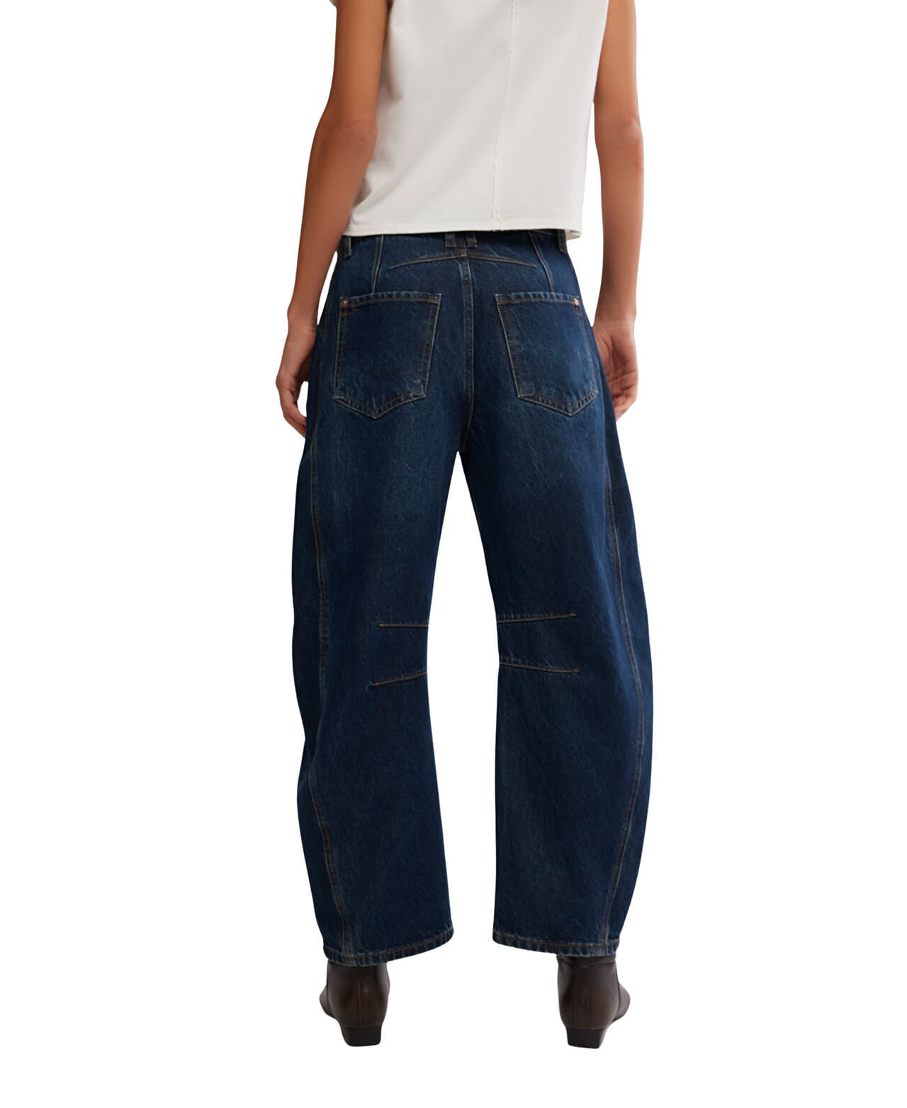 Good luck Mid Rise Barrel jeans- Deep End - Free People