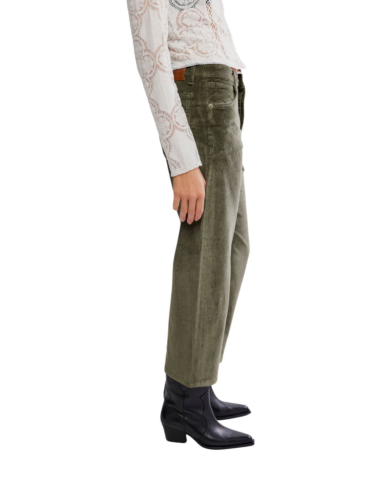 We The Free Deep Trance Dropped Corduroy Jeans - Keepsake Clover - Free People