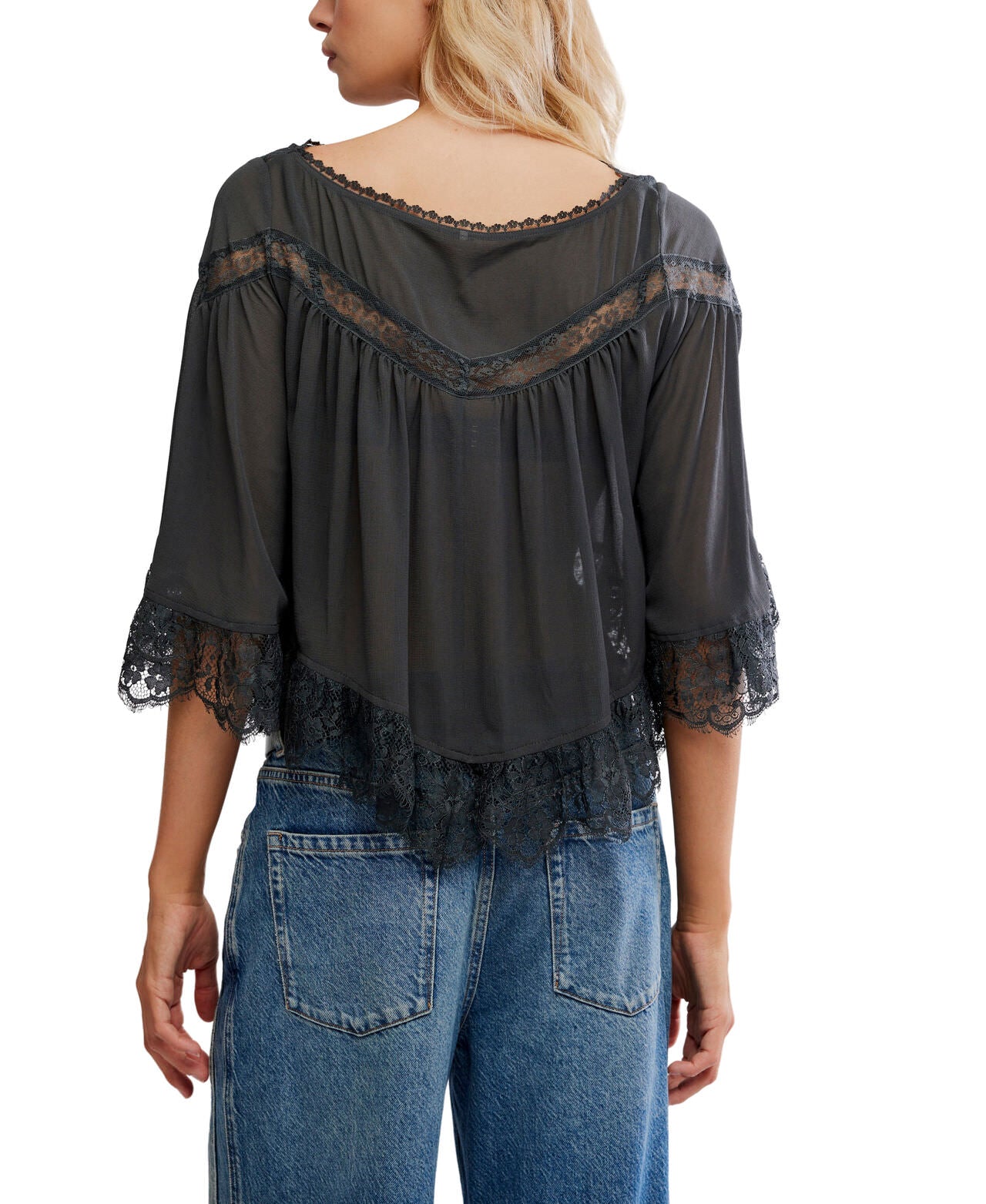Bali Midnight Rain Blouse - Charcoal - Free People