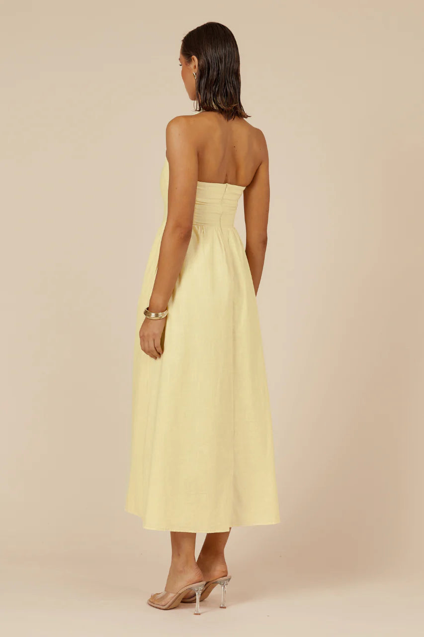 Locklea Midi Dress - Lemon - Runaway the Label