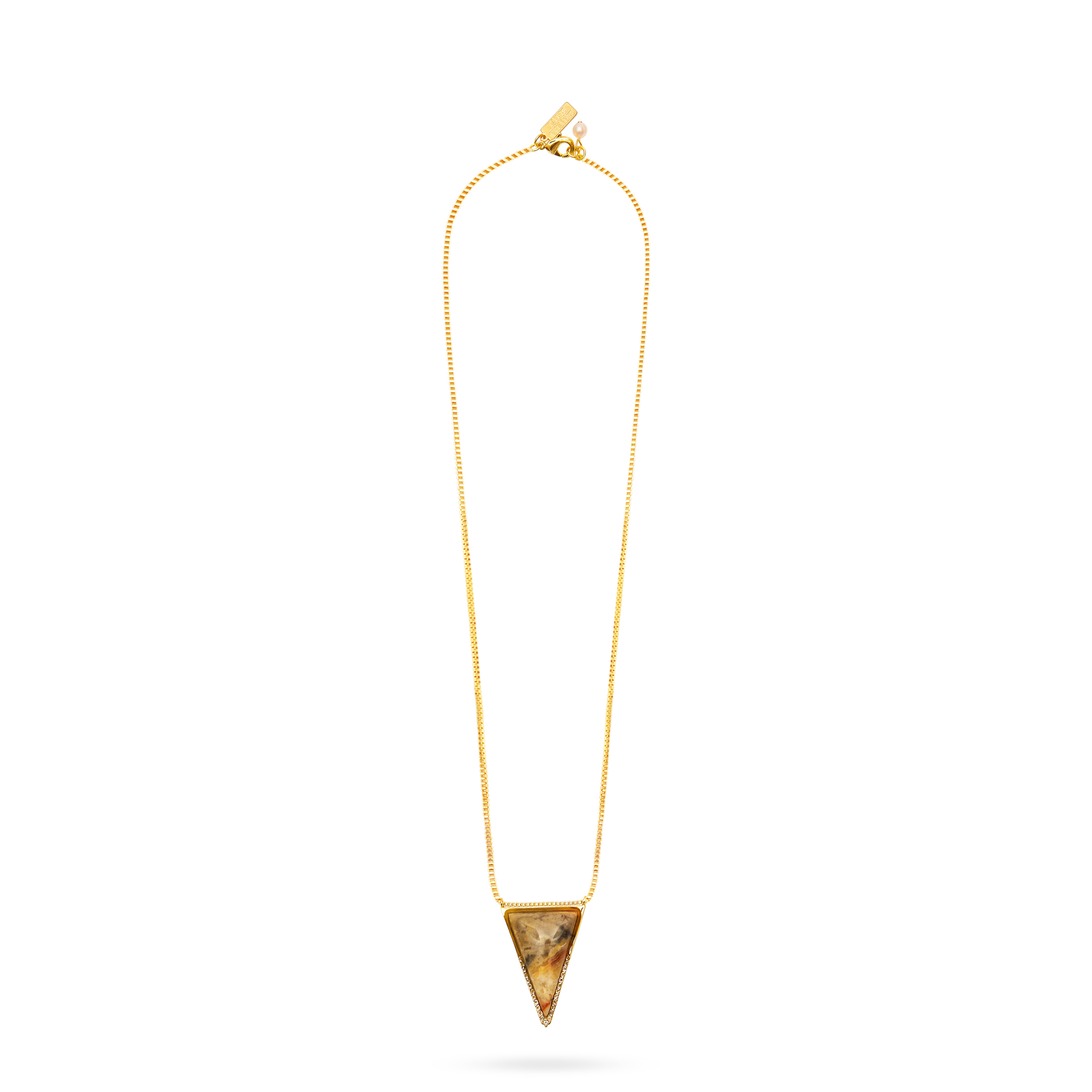 Triangle Pendant Necklace - Bamboo Agate - Talis Chains