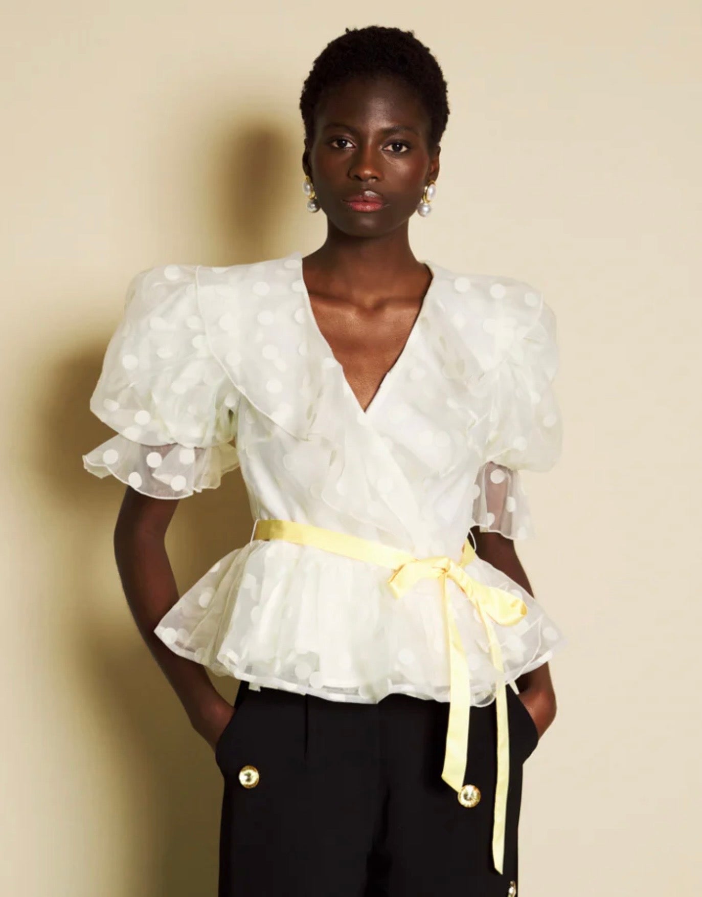 Sister Jane Margaux Spot Organza Wrap Top