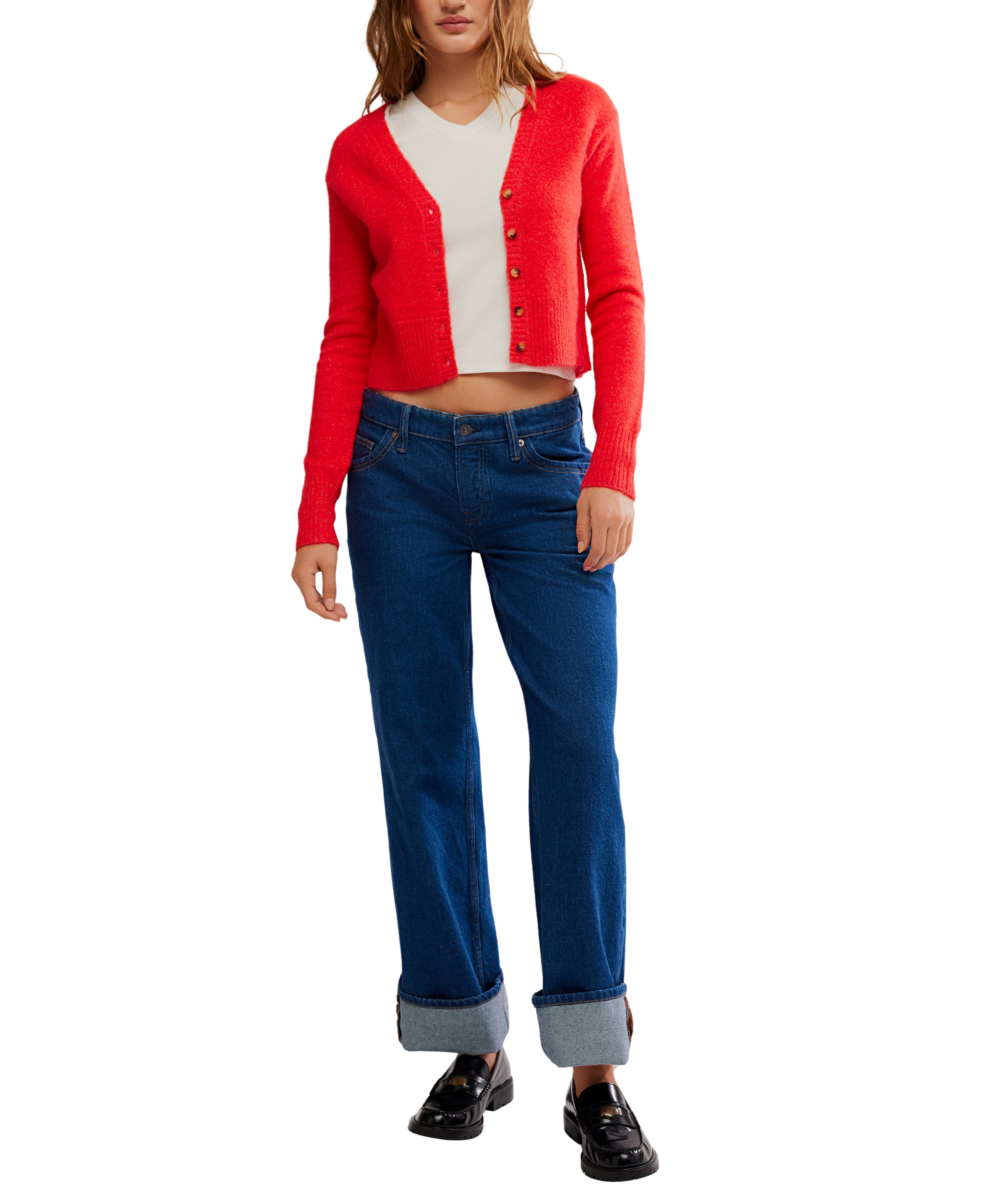 School Girl Cardigan - CHERRY POP MELANGE - Free People