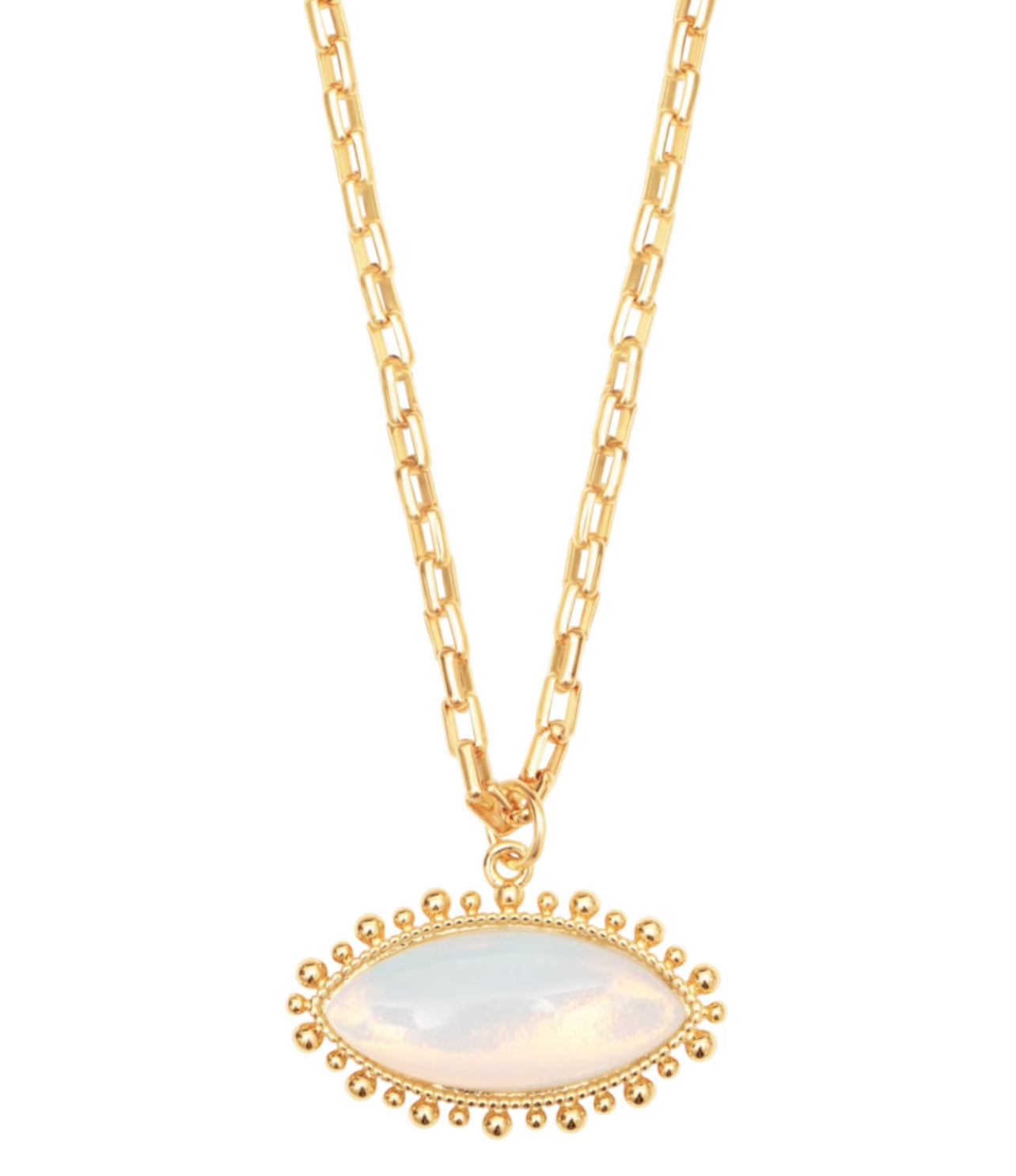 White Opal Eye Pendant Necklace - Talis Chains