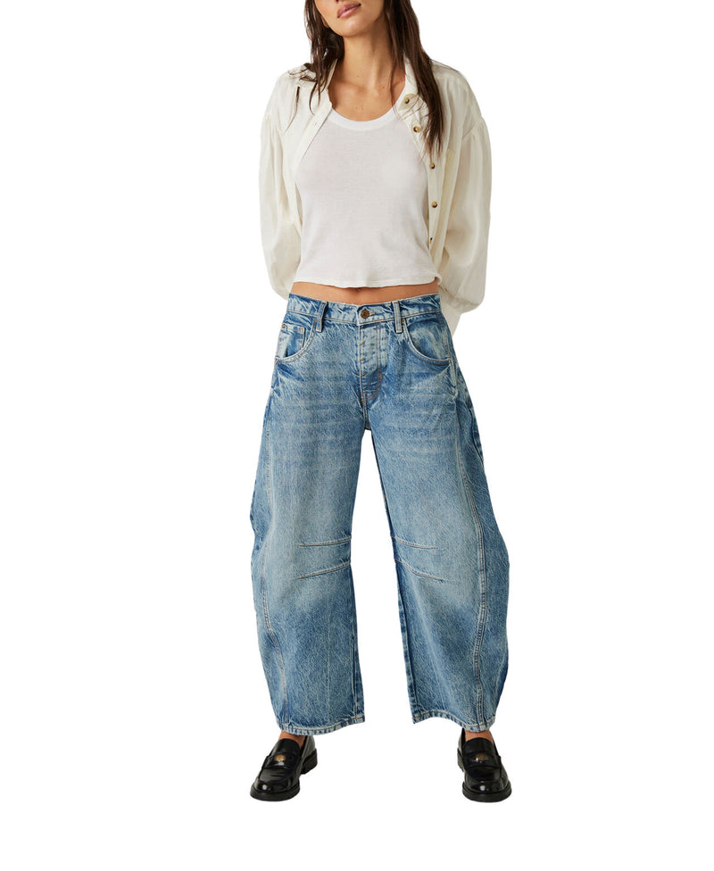 Good luck Mid Rise Barrel jeans -FREE PEOPLE ultra light beam