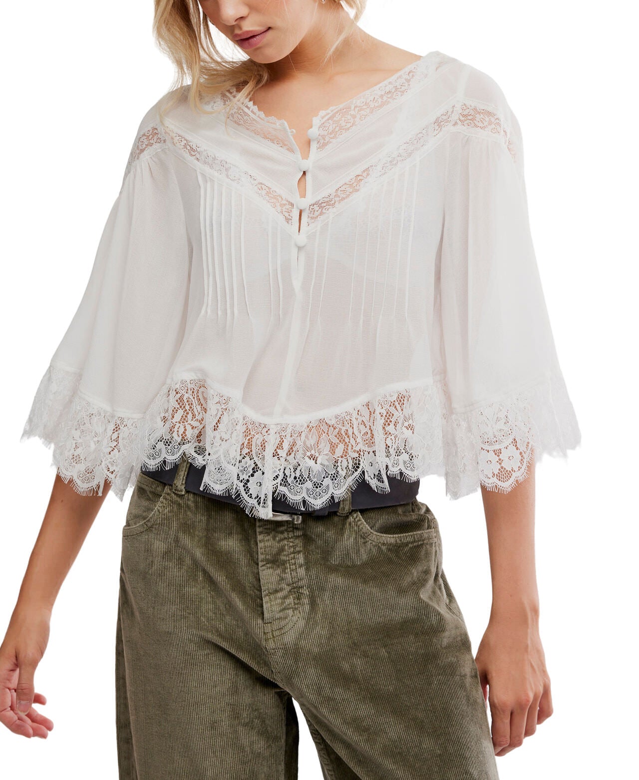 Bali Midnight Rain Blouse - Ivory - Free People