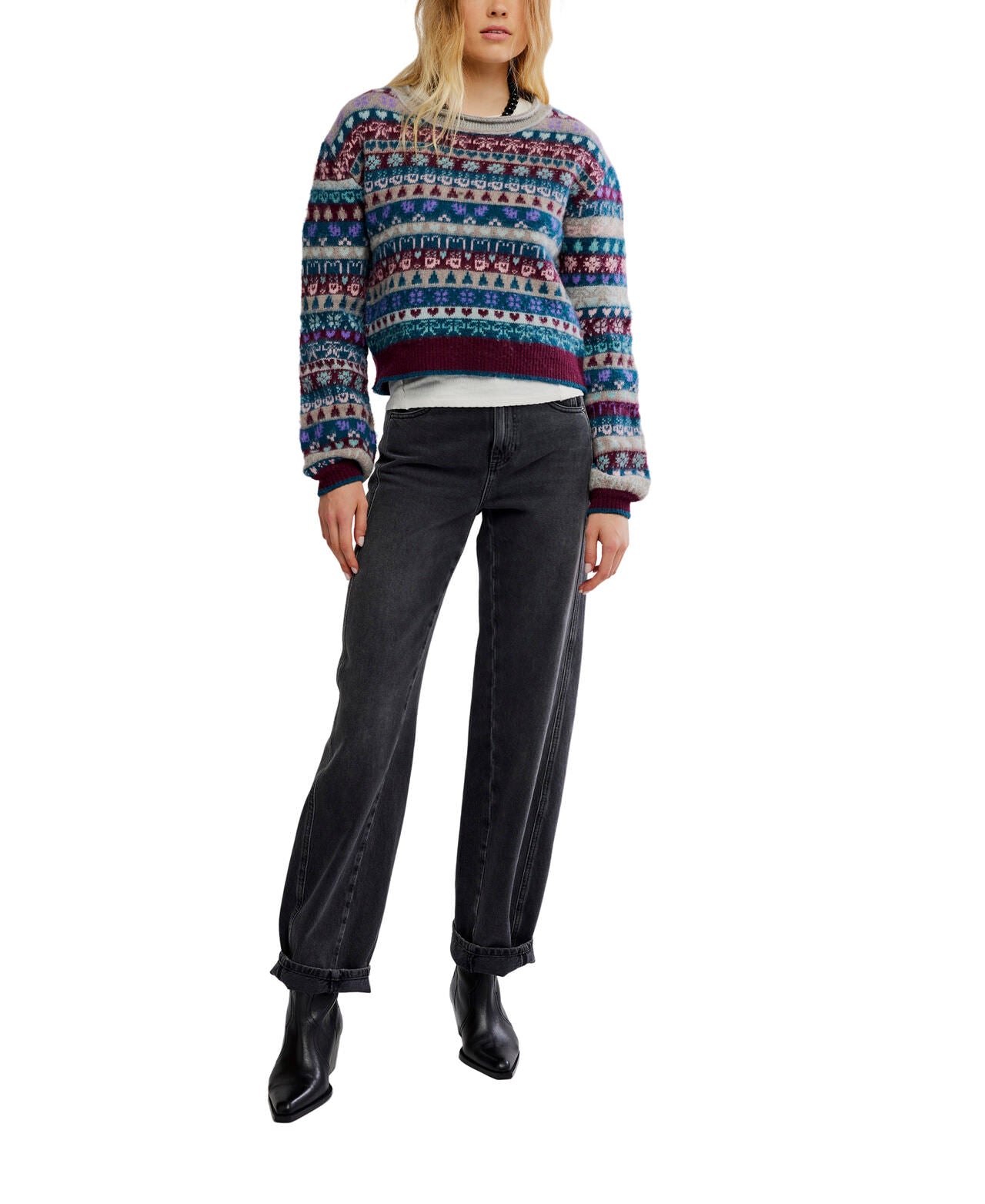 Favourite Things Sweater - Frosted Wine Combo - Free People