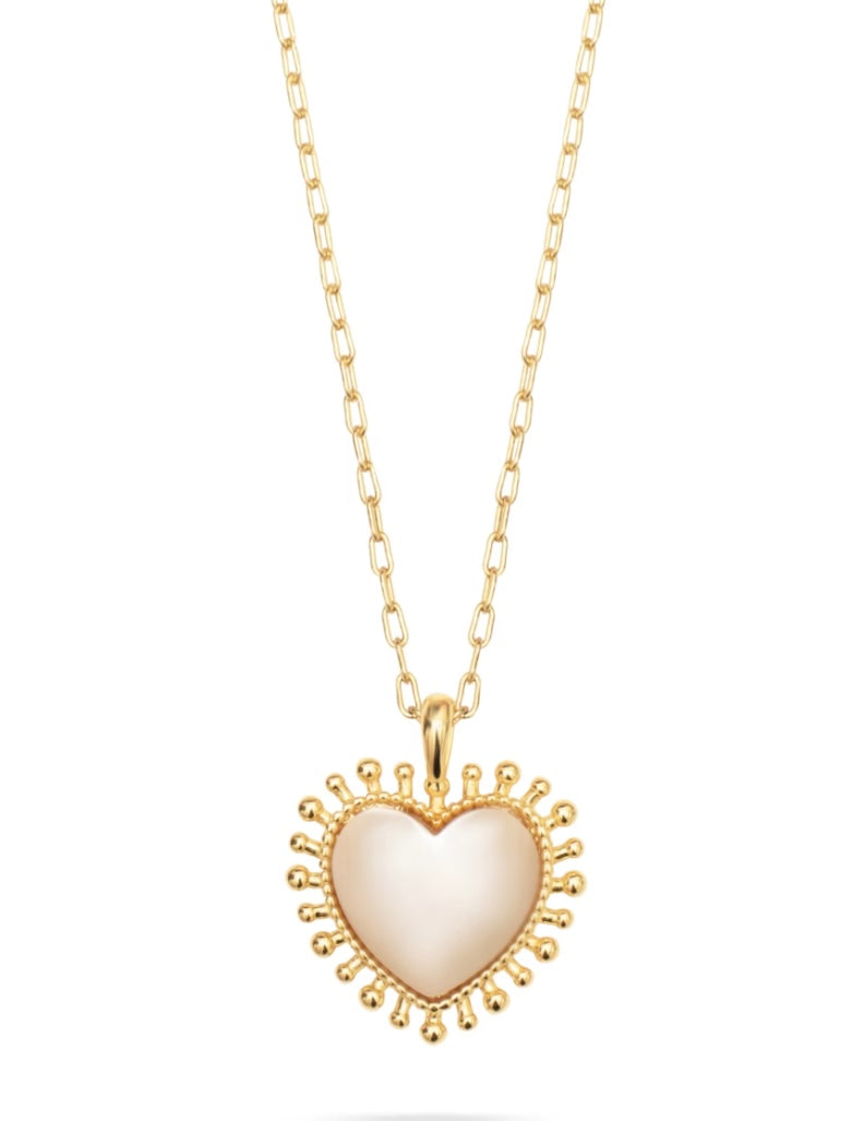 Mini Heart Pendant Necklace- Mother of Pearl - Talis Chains