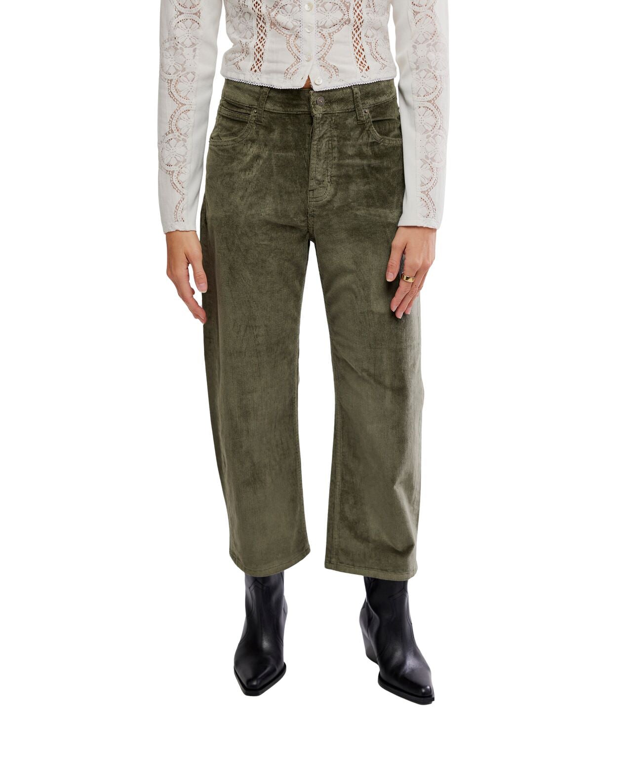 We The Free Deep Trance Dropped Corduroy Jeans - Keepsake Clover - Free People