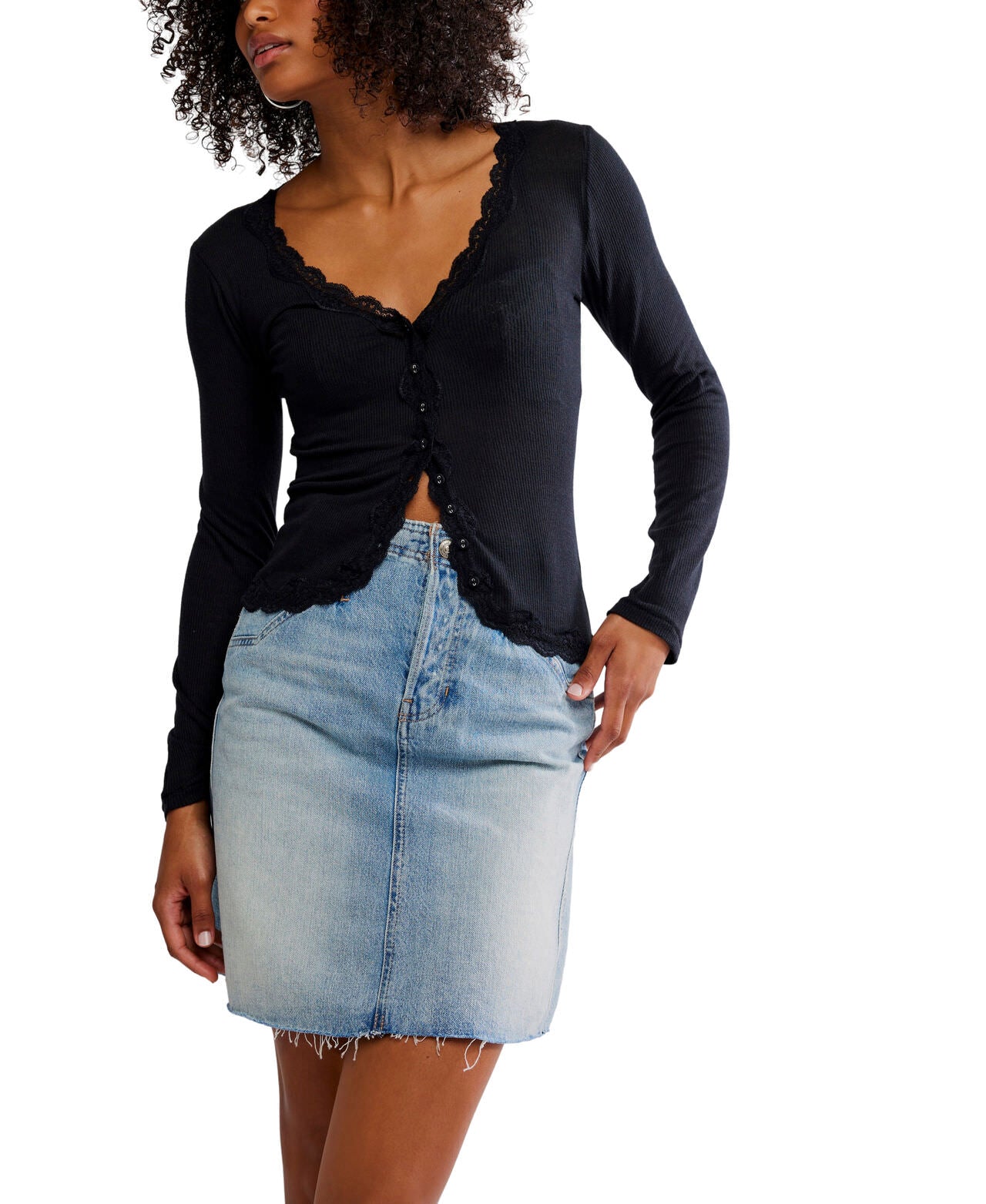 Big Love Rib Cardi - Black - Free People