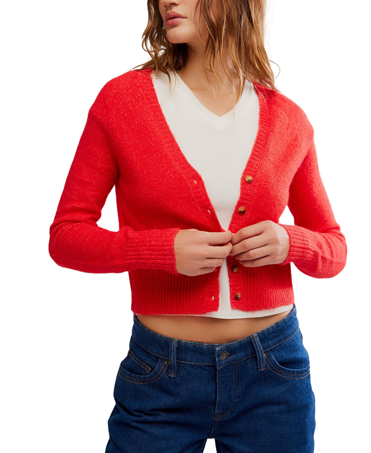 School Girl Cardigan - CHERRY POP MELANGE  - Free People