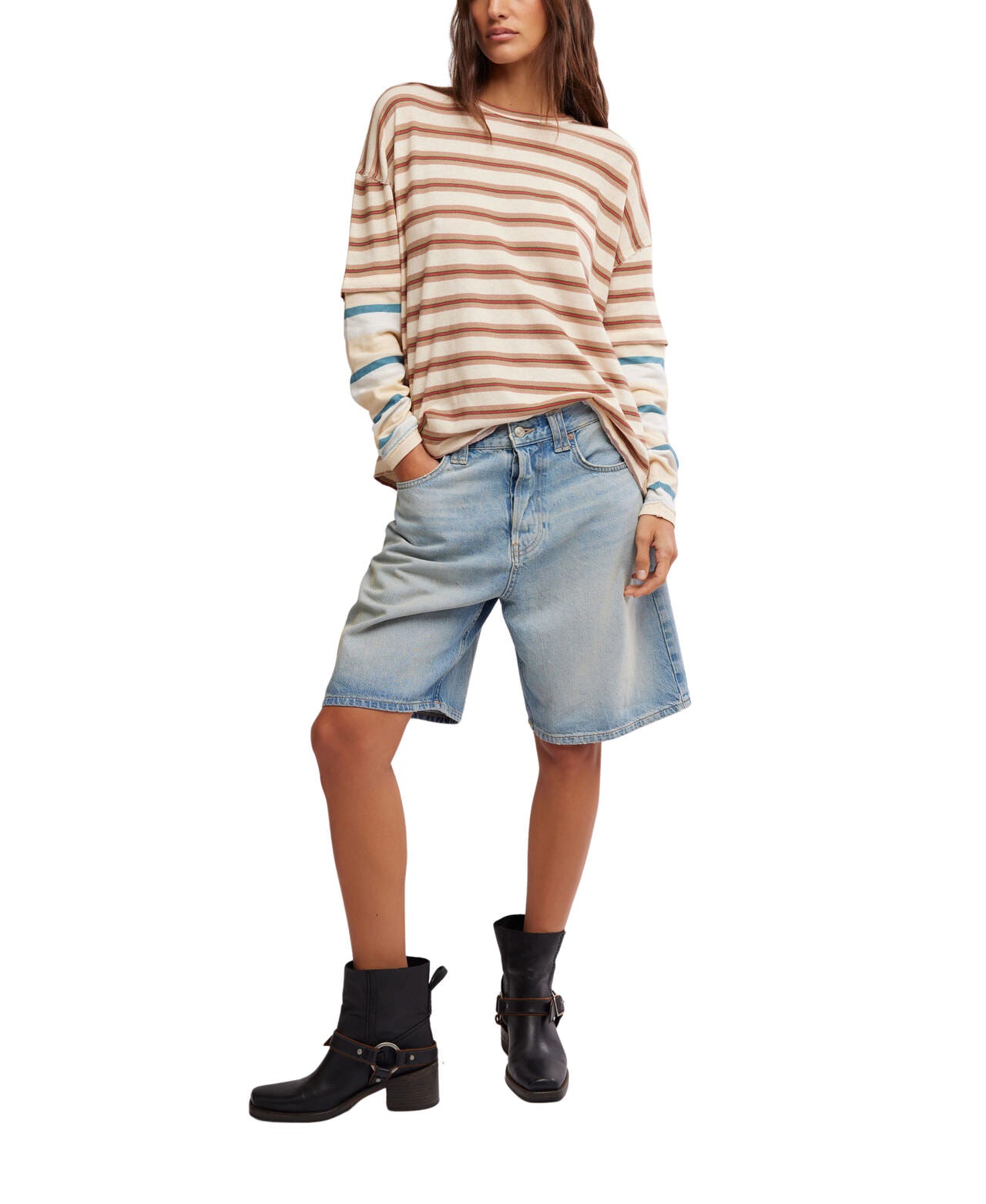 Free People Nina Stripe T Shirt