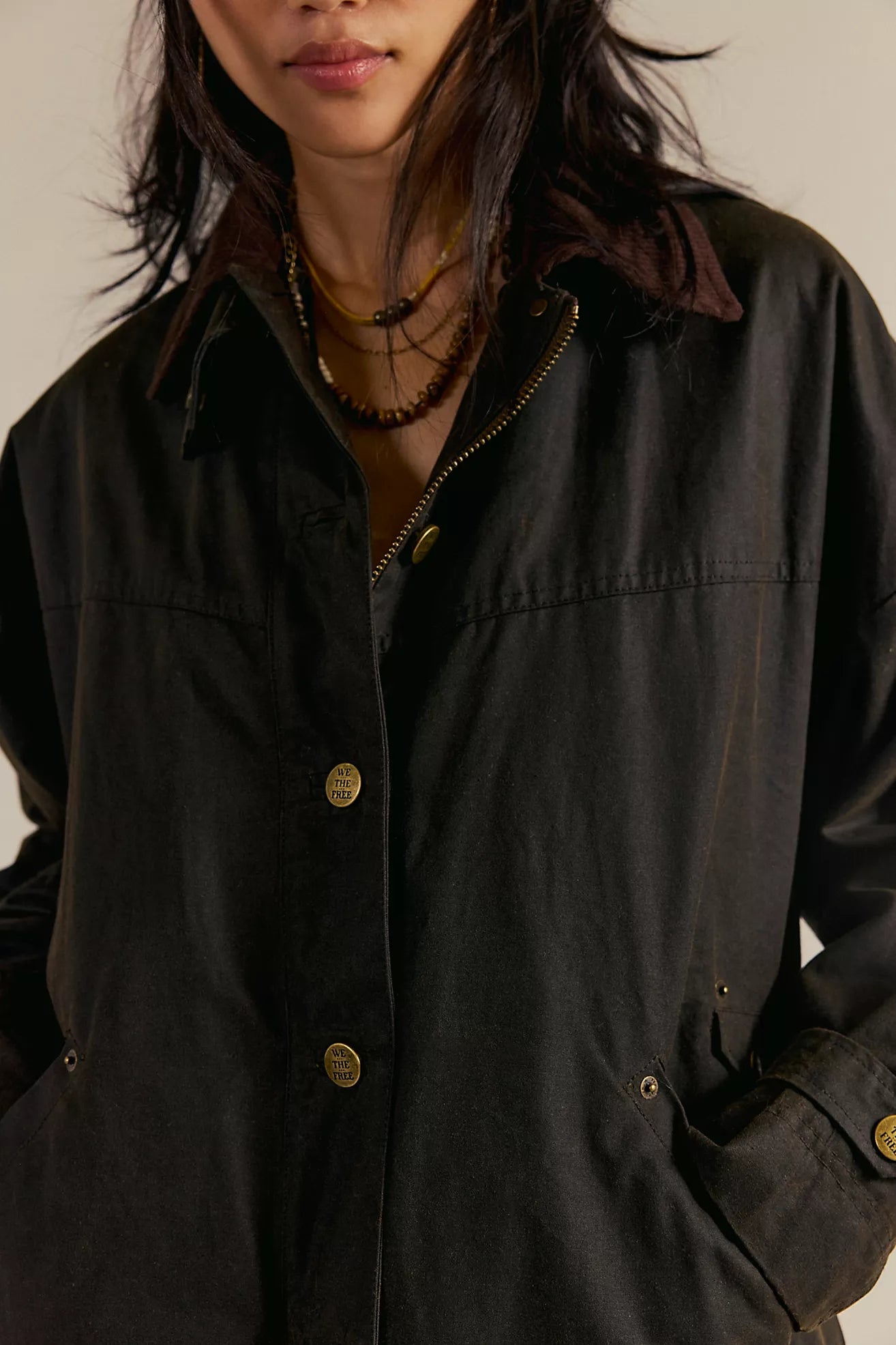 Cori Waxed Jacket - Olive - Free People