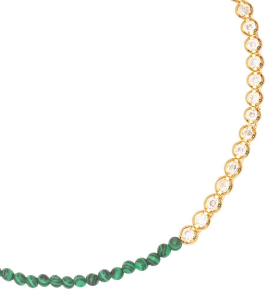 Cubic Zirconia Choker DUO- Malachite - Talis Chains