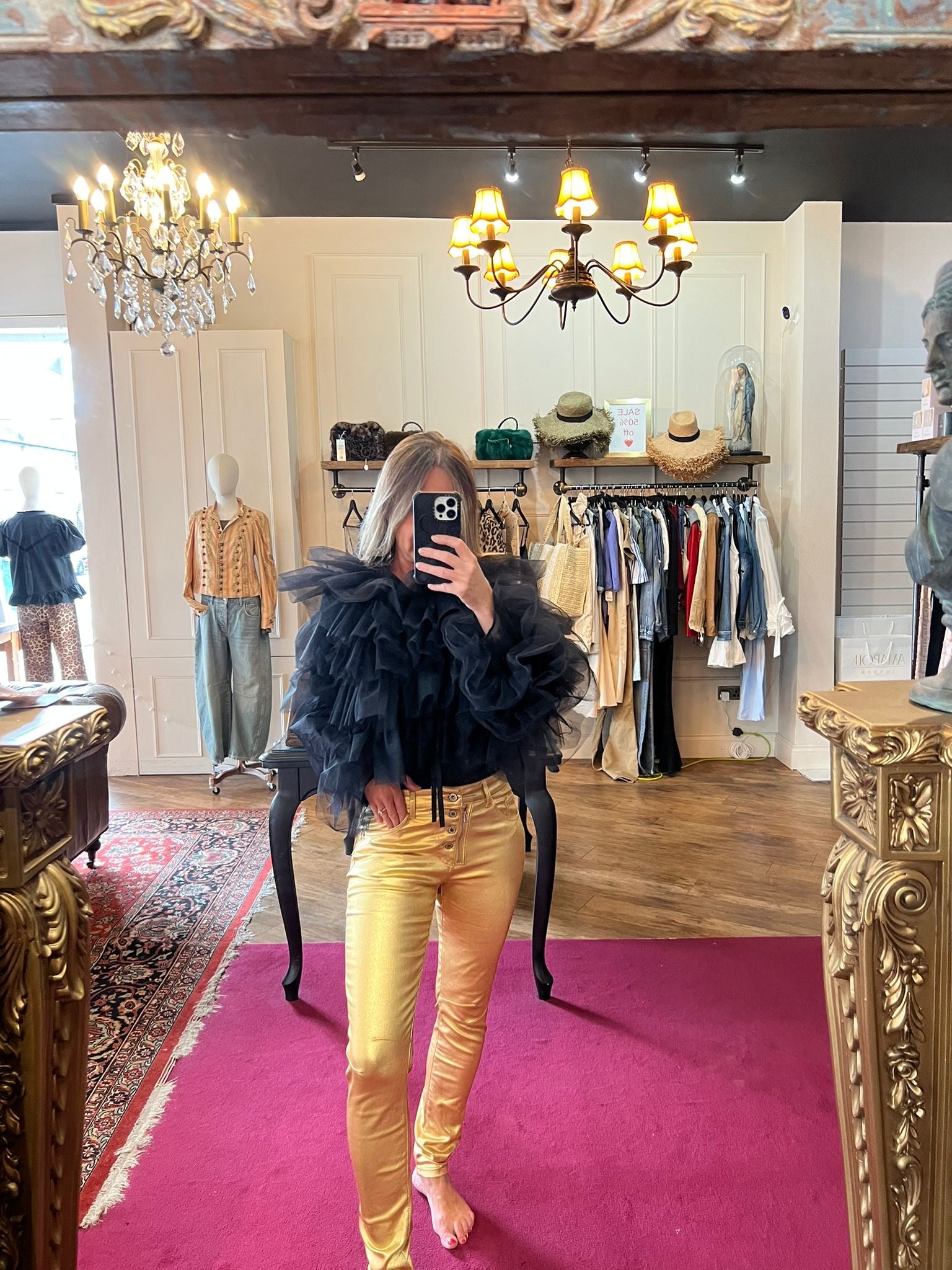 Lux Gold ‘ Faux Leather Jeans ‘