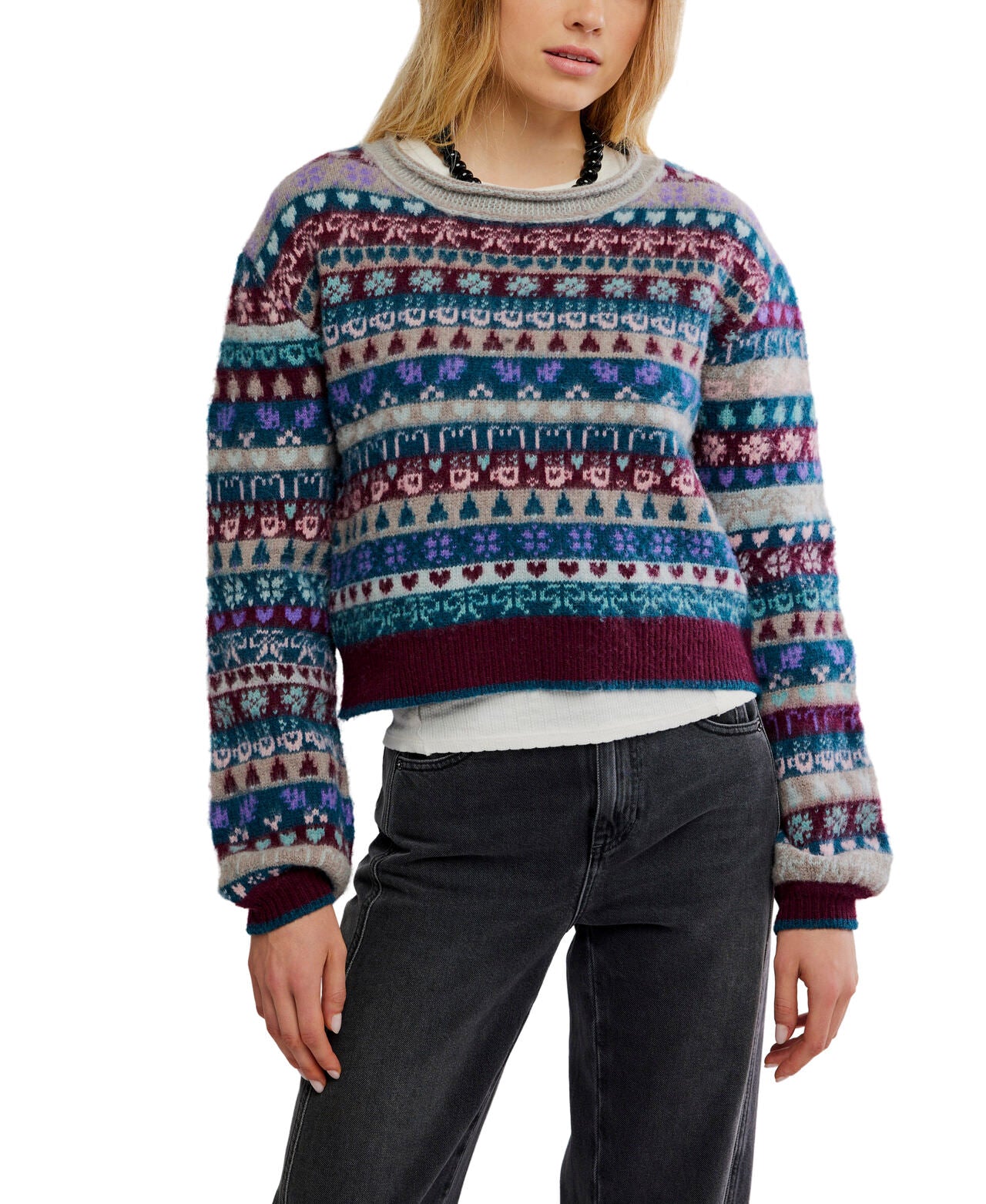 Favourite Things Sweater - Frosted Wine Combo - Free People