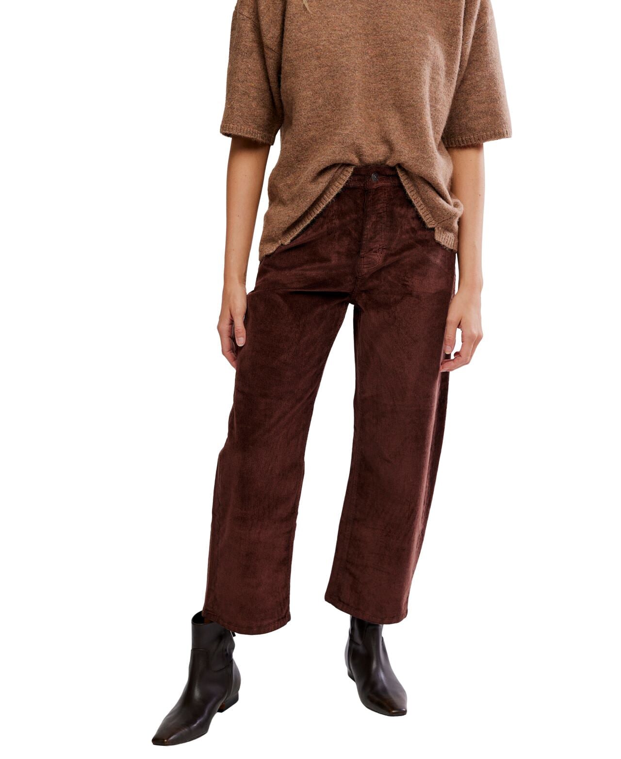 We The Free Deep Trance Dropped Corduroy Jeans - Shaved Chocolate - Free People