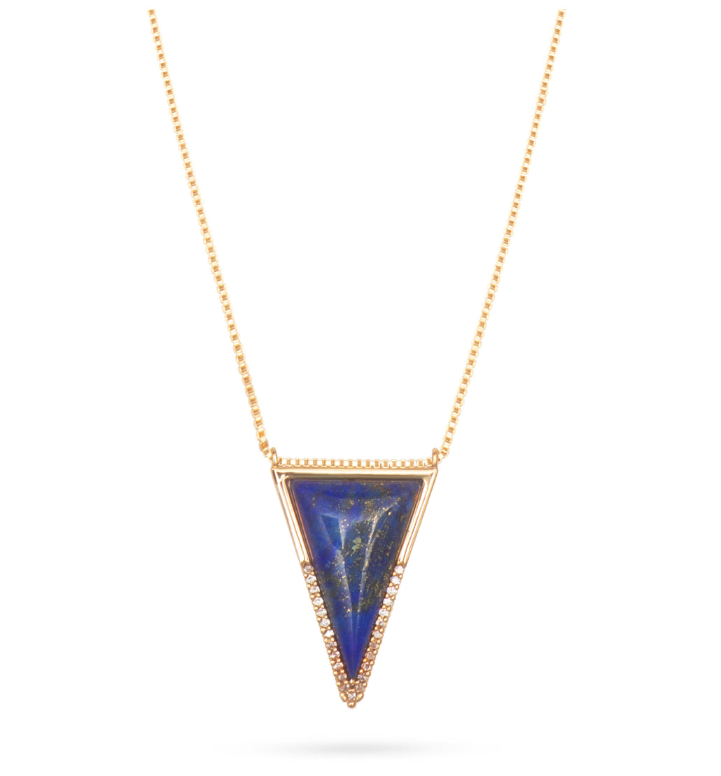 Triangle Pendant Necklace- Lapis - Talis Chains