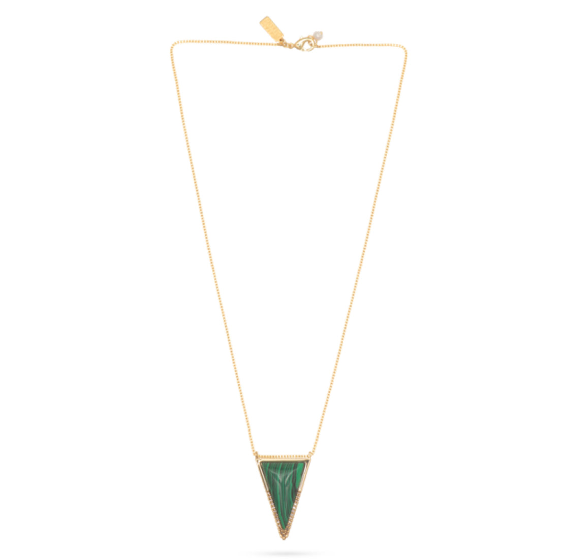 Triangle Pendant Necklace- Malachite - Talis Chains