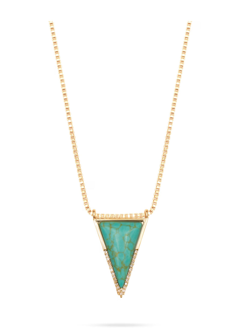 Triangle Pendant Necklace- Turquoise - Talis Chains