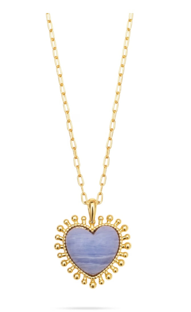 Mini Heart Pendant Necklace- Blue Lace - Talis Chains