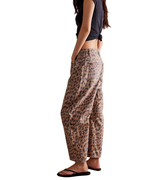 Good Luck Barrel Jeans in Leopard Print - FREE PEOPLE