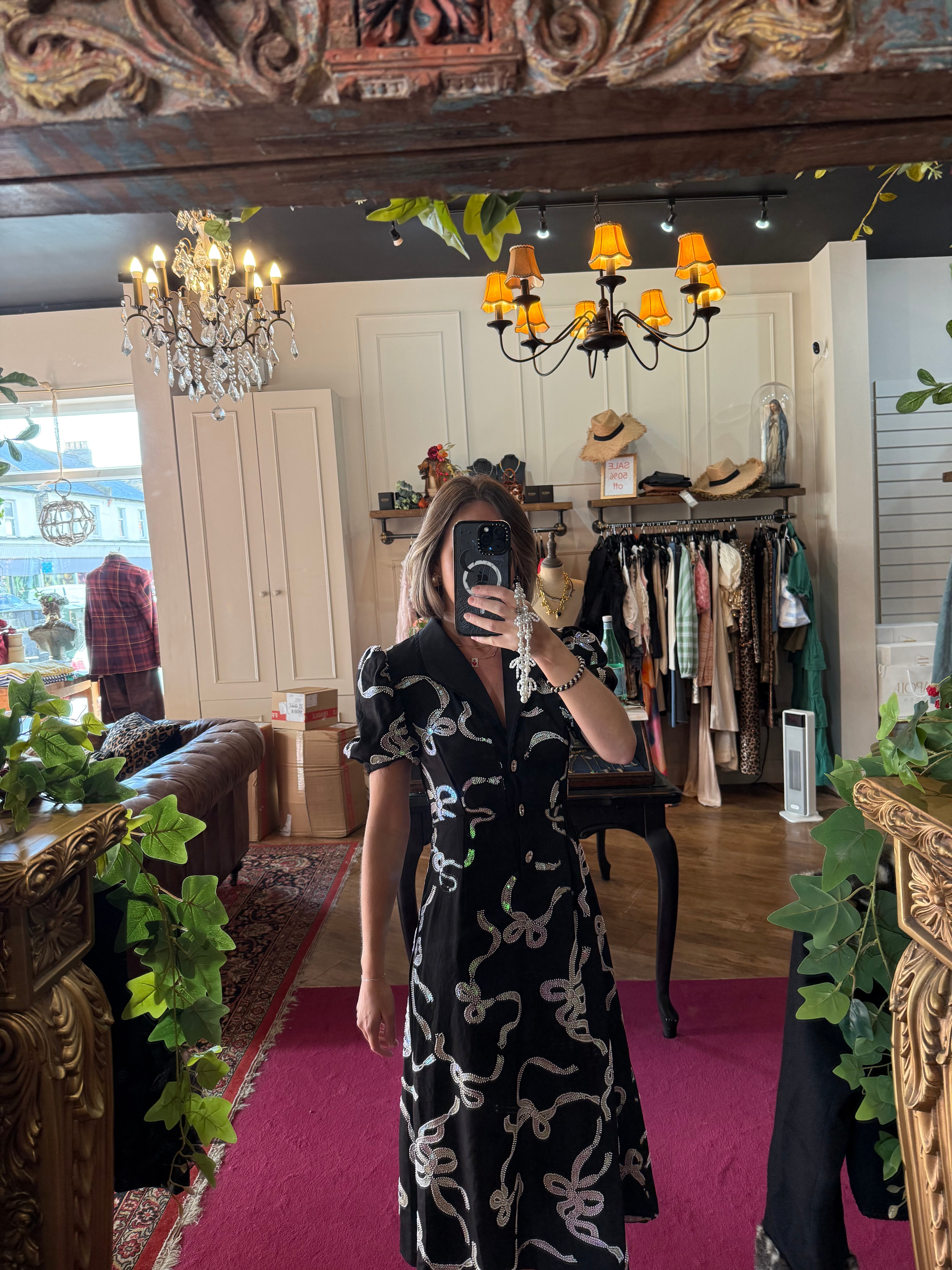 Ripple Bow Embellished Midi Dress - Sister Jane