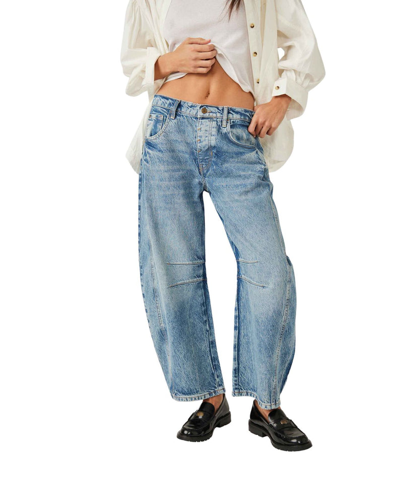 Good luck Mid Rise Barrel jeans -FREE PEOPLE ultra light beam