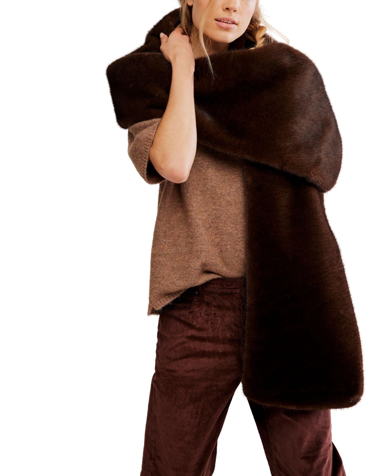 Snow Angel Faux Fur Scarf - Espresso - Free People