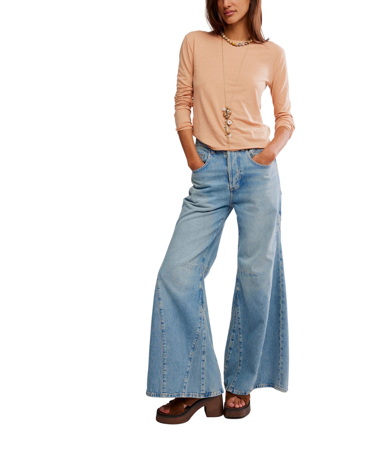 We The Free Nova Tee Long Sleeve - (Peach) Free People