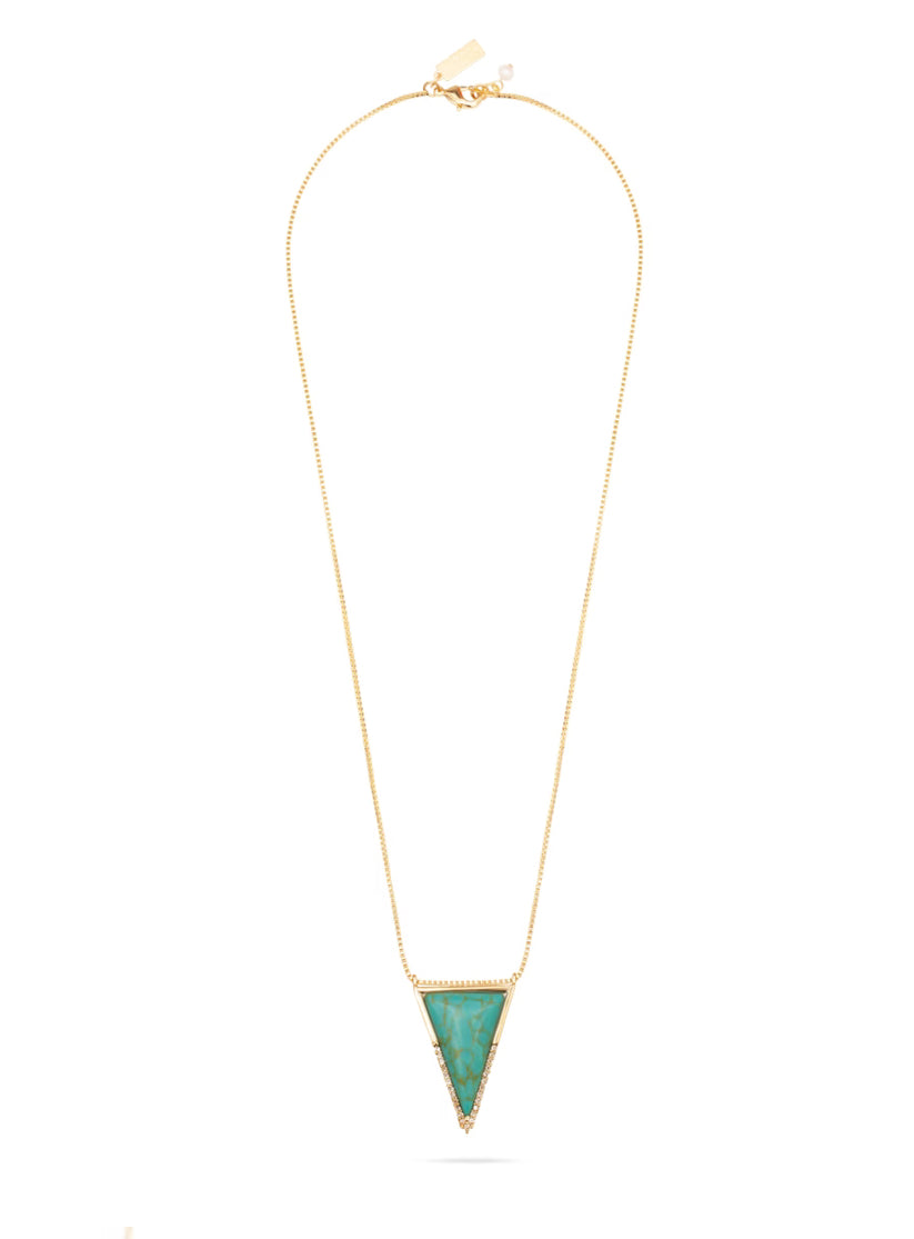 Triangle Pendant Necklace- Turquoise - Talis Chains