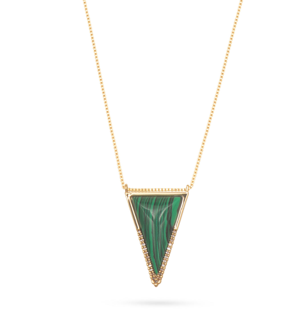 Triangle Pendant Necklace- Malachite - Talis Chains