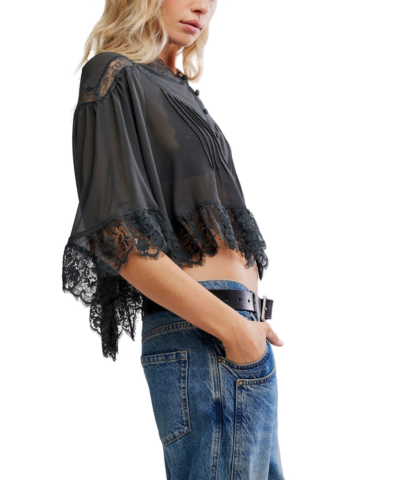 Bali Midnight Rain Blouse - Charcoal - Free People