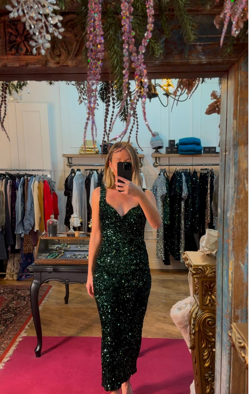 Limited Edition Bodycon Sequin Dress in Emerald Green