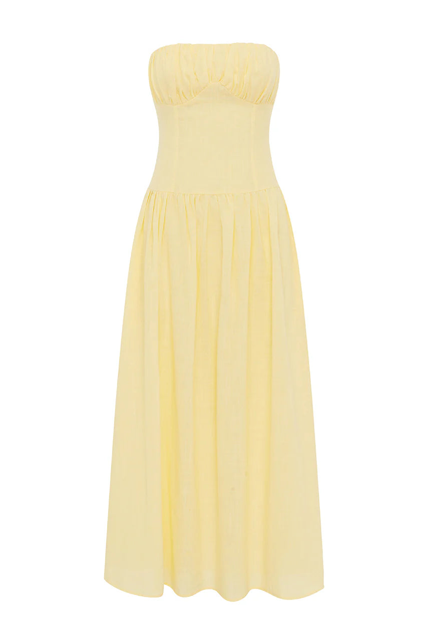 Poppy Midi Dress - Lemon - Runaway the Label