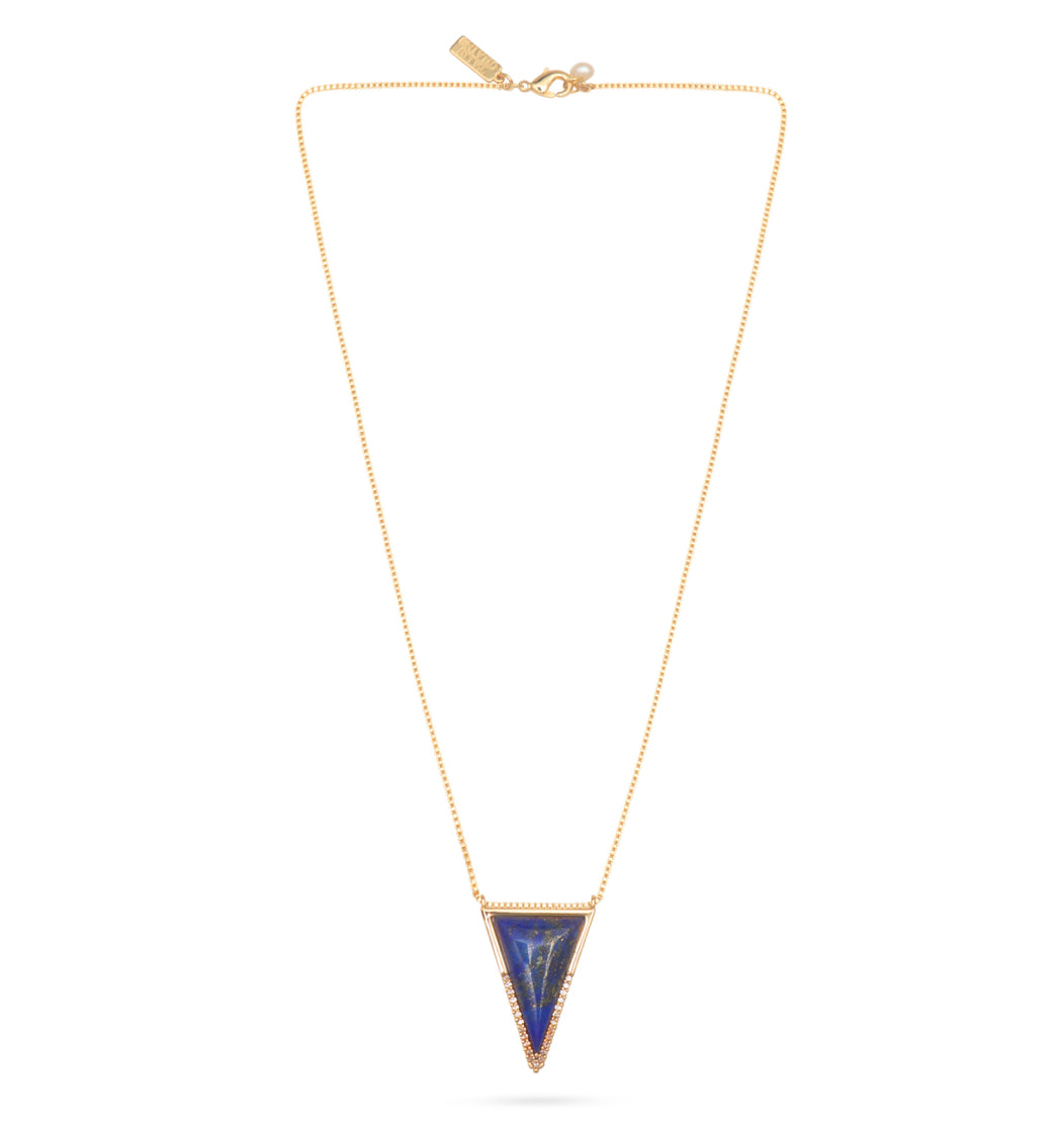 Triangle Pendant Necklace- Lapis - Talis Chains