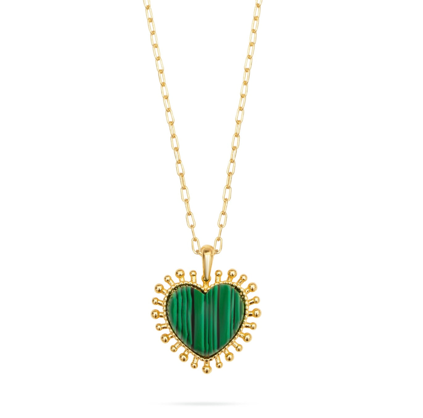 Talis Mini Heart Pendant Necklace- Malachite