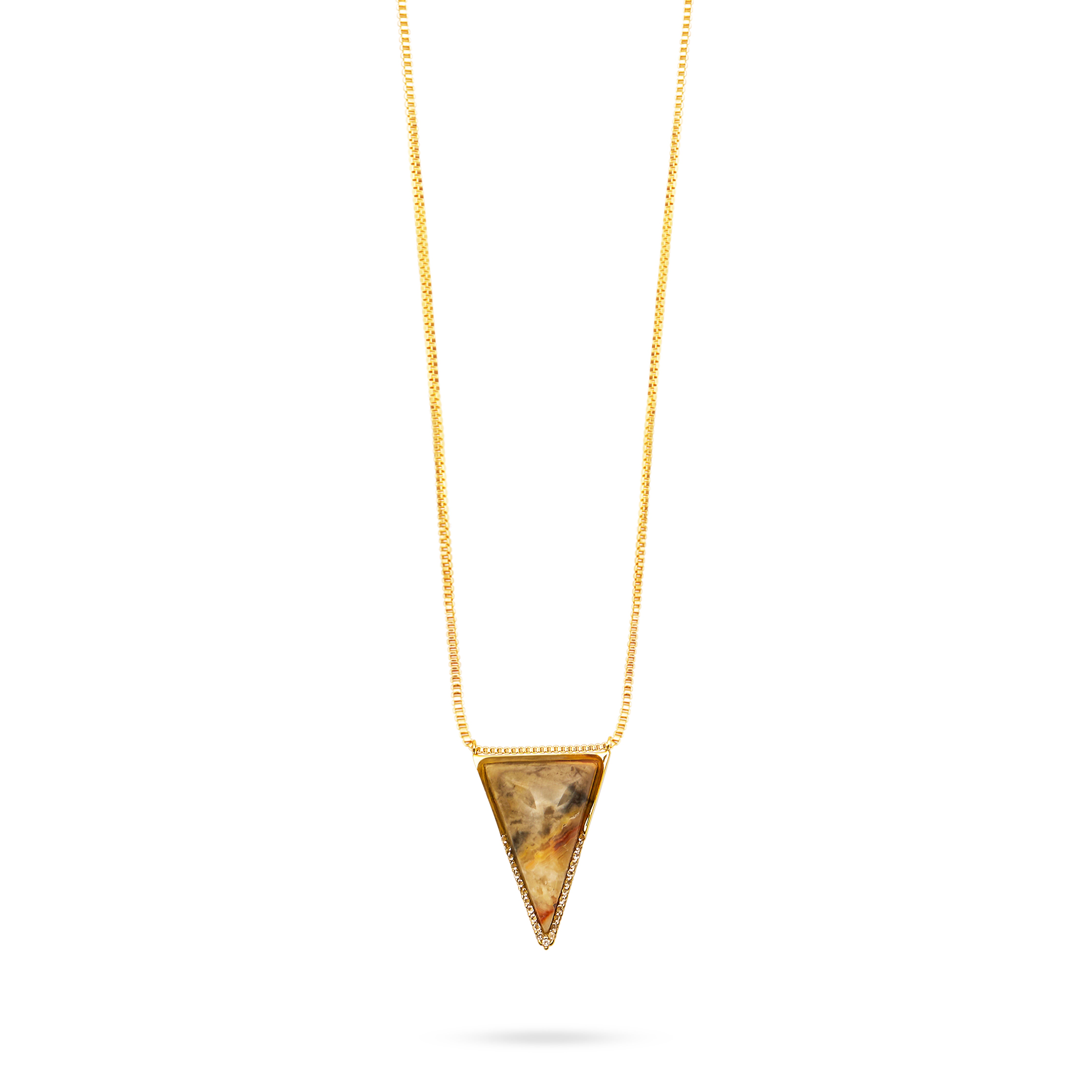 Triangle Pendant Necklace - Bamboo Agate - Talis Chains
