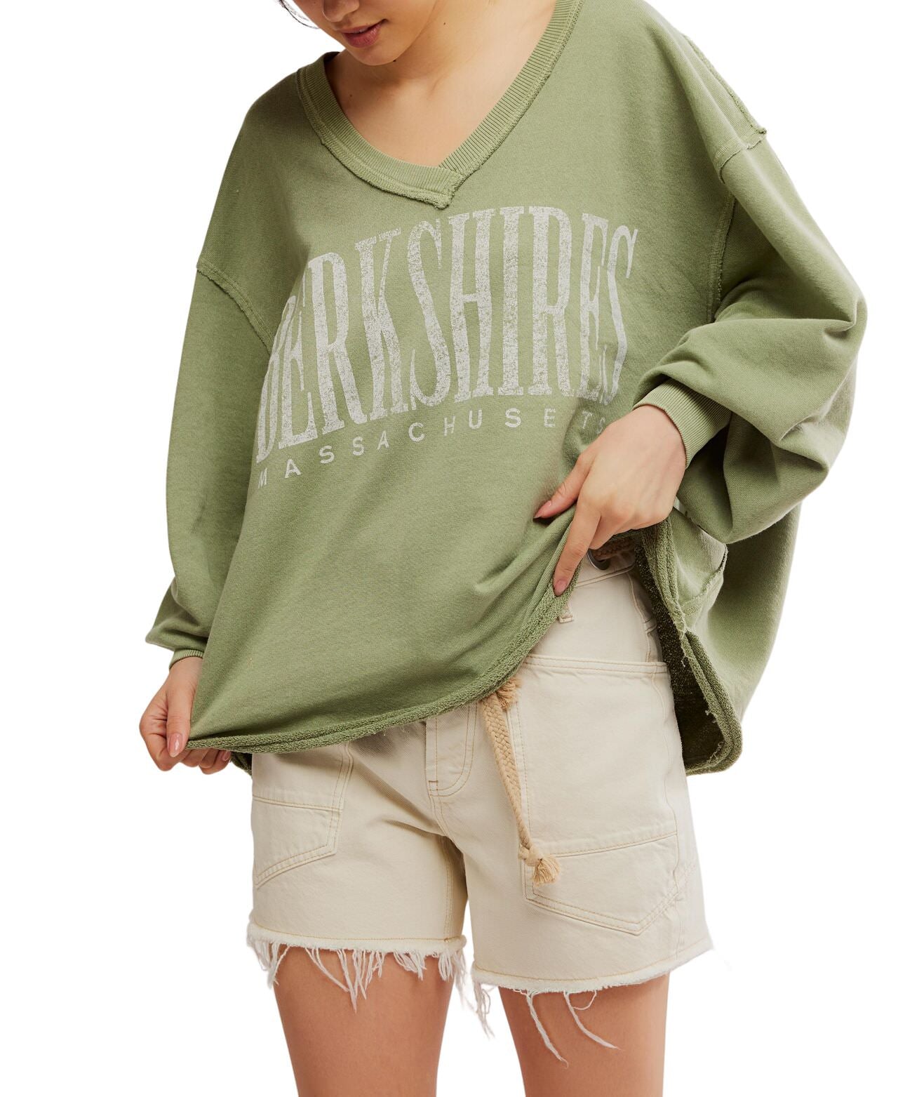 Free People WTF Venice V Neck Graphic sweatshirt