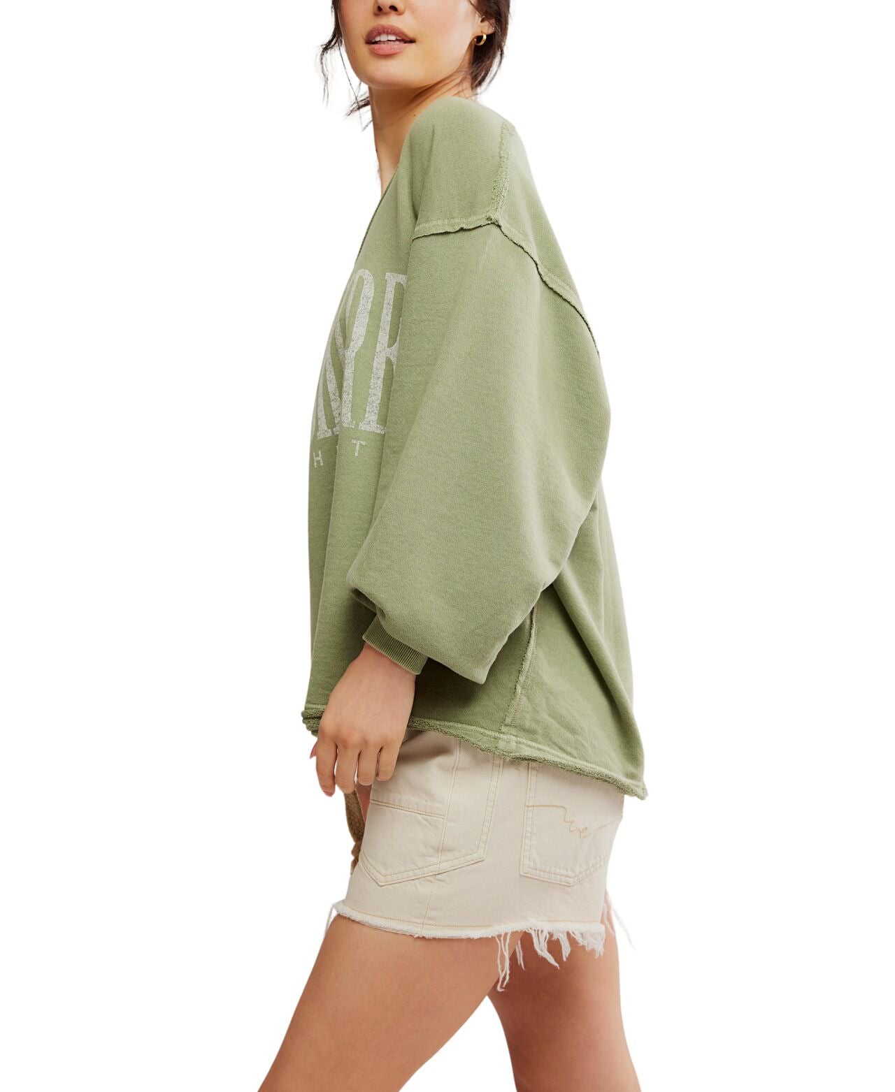 Free People WTF Venice V Neck Graphic sweatshirt