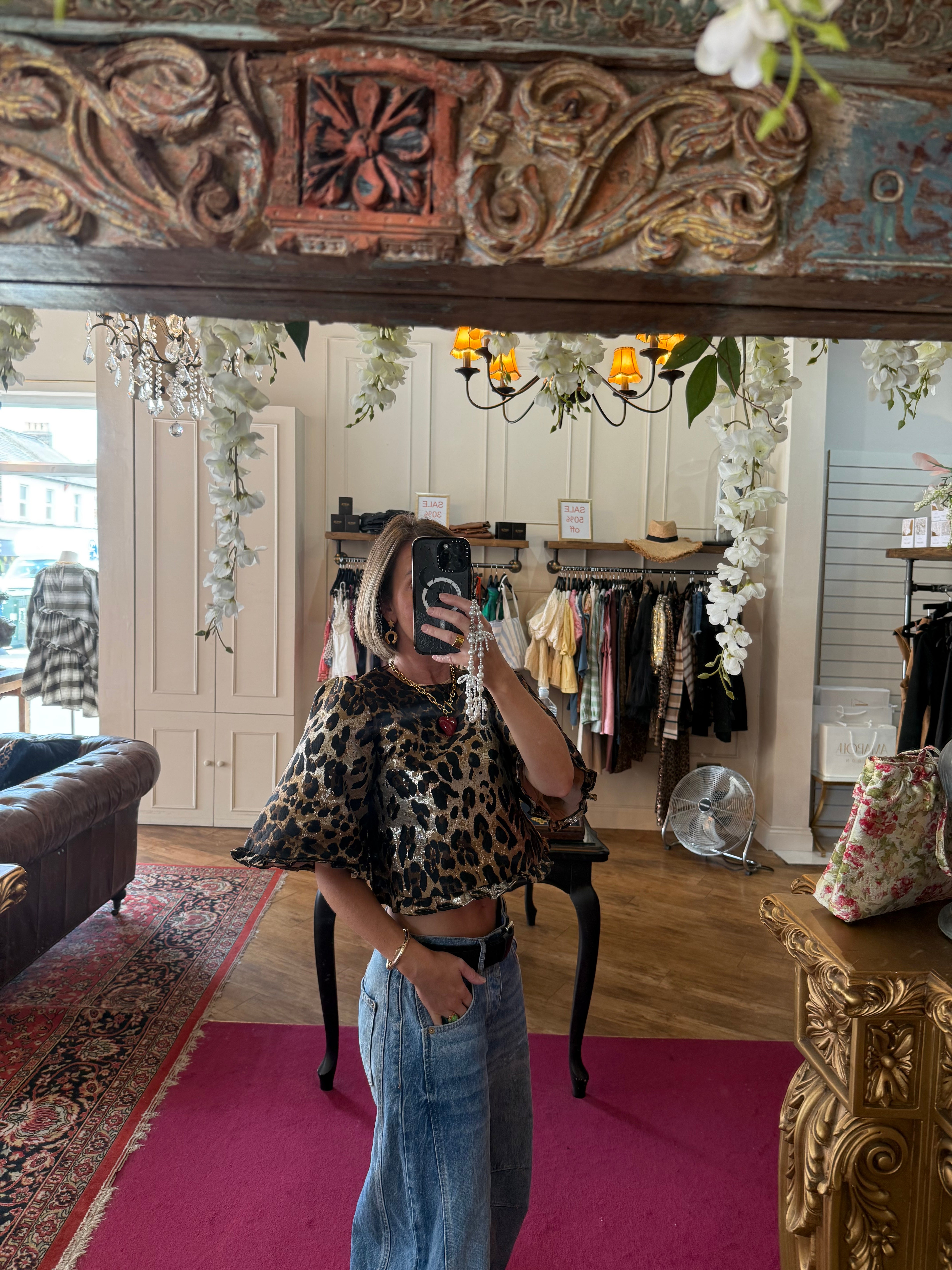 Sister Jane Suite Leopard Jacquard Top